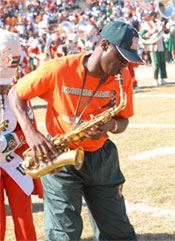 Alumni Band saxophone player